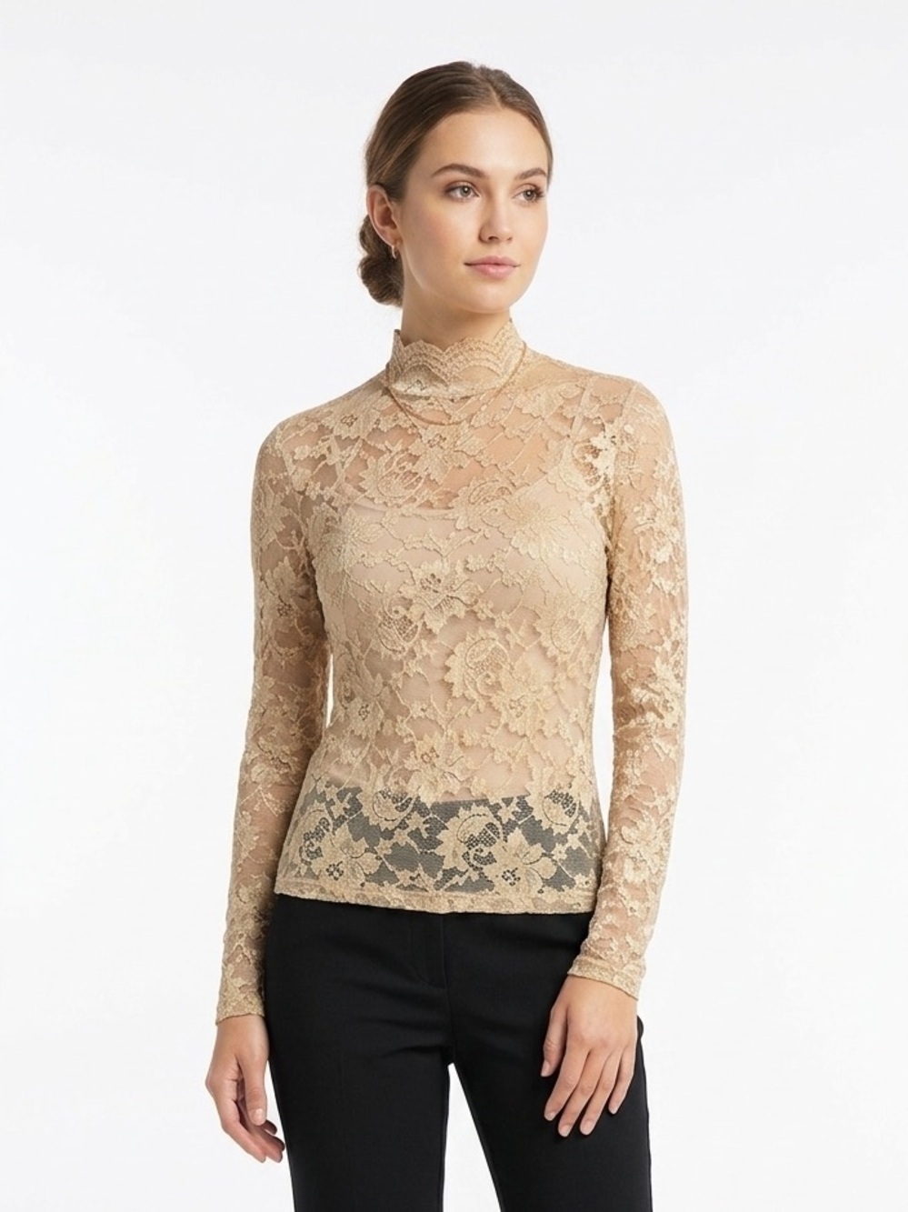 Vintage Kay Celine Gauzy Lace Blouse Floral Mesh Top Victorian Whimsical Size S